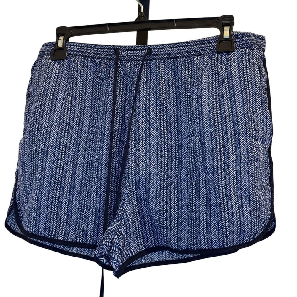 Gap Navy White Herringbone Drawstring Shorts Women's M Coastal Preppy Resort